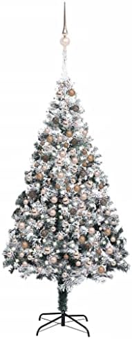 Изкуствена Коледна елха със светодиоди и набор от Топки, Търговски Коледни Елхи, Украси За помещения, Офис Коледно Дърво, Много Дебели Клони, с Стекающимся Бял сняг,