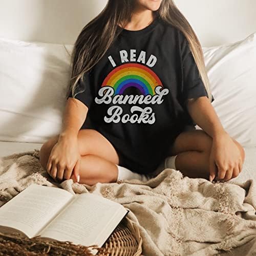 Тениска Rainbow I Read Banned Books, Подарък За Фен Четене Bookworms За Рожден Ден