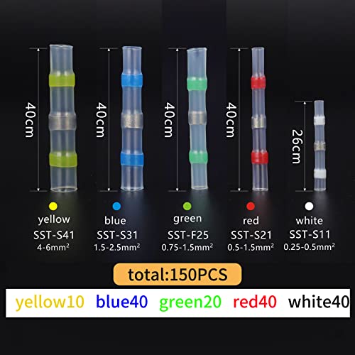 150ШТ Спойка О Телена конектори, Свиване на Тръба, Припойное Пръстен, Стыковые конектори, Водоустойчива Изолация, Электросварной корпус, Използван за Клемм свързван