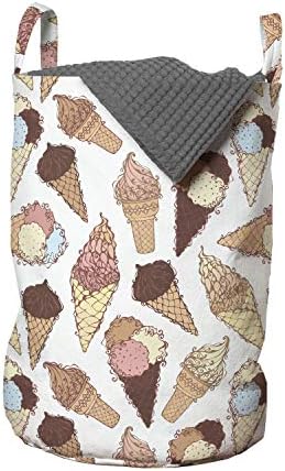 Чанта за пране на сладолед Ambesonne, Принт под формата на Повтарящи се Оръжие със Студени Сливочными Десерти, Летни