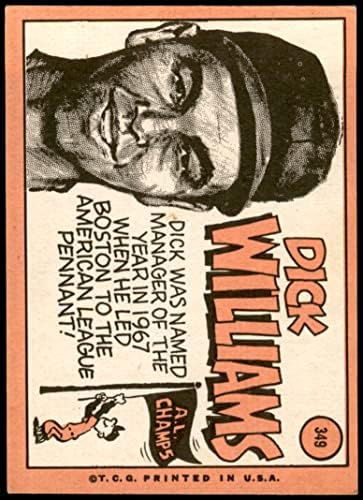 1969 Топпс 349 Дик Уилямс Бостън Ред Сокс (бейзболна картичка) VG Red Sox