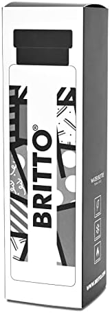 Случайна бутилка за вода Romero Britto в 25 унции, Неръждаема стомана, Черен пейзаж - Бял