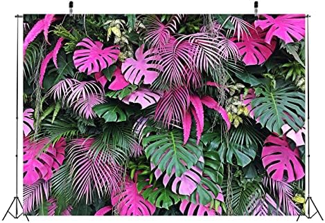 BELECO 20x10ft Текстилен Фон от Тропически Листа, Розови и Зелени Палмови Листа, на Фона на Сафари в Джунглата, Растения,