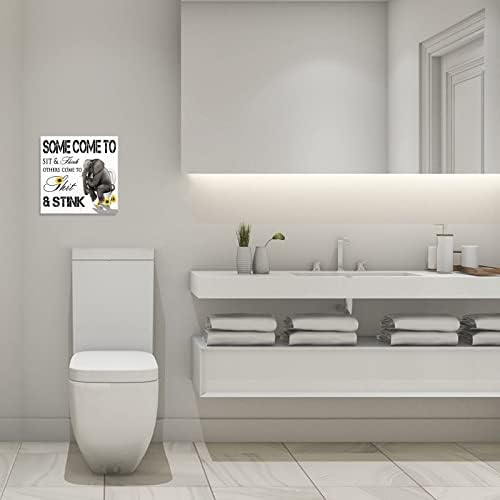 Забавен, с монтиран на стената рисунка на платно за Баня: Черно-бял Слон с участието на Семки, Украса за Тоалетна - Плакат