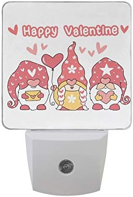 Naanle Комплект от 2 Сферични Happy Valentine Gnome Love Heart с Автосенсором, Led Лампа от Здрач до Зори, Сменяем в Помещението за Възрастни