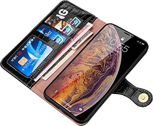 GXFCUK Калъф-награда от крокодилска кожа с панти капак за телефон, за Apple iPhone 14 Pro Max с функция за влакчета-Фолио, Калъф за телефон, Портфейл, Държач за карти (Цвят: кафяв)