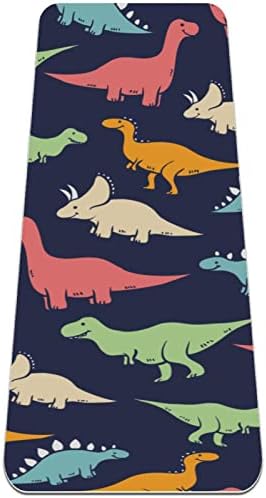 Цветна подложка за йога с шарките на Динозаврите всички видове, много дебело килимче за йога - Екологично Чист Нескользящий
