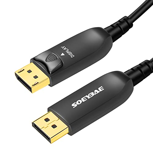 Оптичен кабел SOEYBAE 8K DisplayPort 50 фута/15 м, кабел 8K DP 1.4, поддържа сверхвысокую скорост 32,4 Gbit/s, 8K @ 60 Hz, 4K @ 144 Hz, съвместимо с видео карта, виртуална слушалки, шрайбпроектор