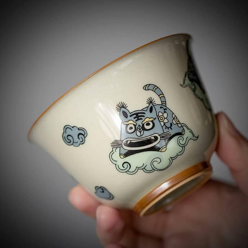 универсален 150 мл Тигър Художествена Керамика Чаена супа от супник Домакински Мед Глазура, Порцелан Чай Гайвань Кунг-Фу