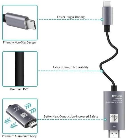 Кабел BoxWave е Съвместим с Samsung Galaxy S22 Ultra 5G (кабел от BoxWave) - Кабел SmartDisplay - USB Type-C-HDMI (6