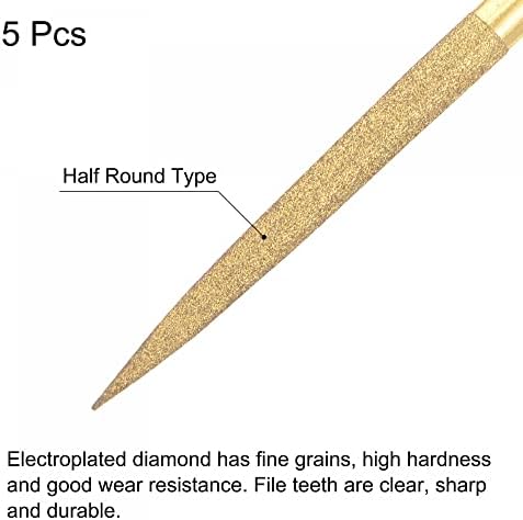 uxcell Диамантени игли като Напильники, 3 мм x 140 мм, Напильники с титанов щанга с Покритие, Полукръгли, Ръчни инструменти