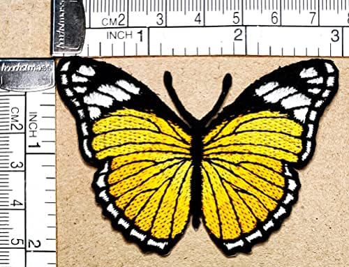 Салфетки Плюс 2 елемента. Жълта Пеперуда Ивици Пеперуда Сладък Животни Деца Карикатура Стикер Ръчно Бродирана Нашивка