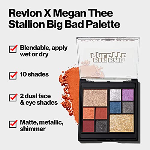 Палитра сенки за очи от Revlon, Megan Thee Stallion Eye Makeup, Кремаво-Пигментированная с матирано и перлата на покритие,