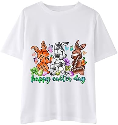 Тениски с принтом на Ден на Великден, За Малки Момичета и Момчета, Тениска със Заек с Къс Ръкав, Детски Тениски За Момичета, Hoody За Деца