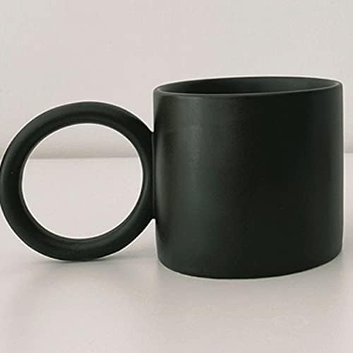 WJCCY Керамични Чаши с голяма Кръгла дръжка, черни Пръски мастило За приготвяне на чай с Мляко, Вода, Кухненска Посуда, Подарък (Цвят: черен размер: Един размер)
