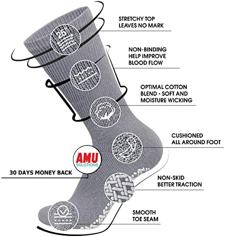 AMU Solutions 6 Двойки За Нищо не задължителни чорапи Свободно Намаляване на Crew Socks - Нескользящие Диабет чорапи