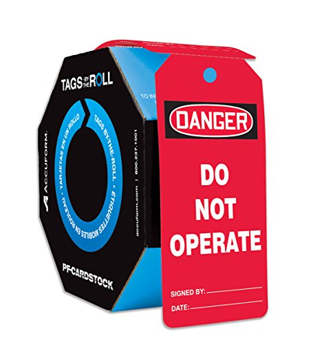 Опаковъчни етикети Accuform 250 Опасно, НЕ работи, етикети, съответстващи на изискванията на OSHA, произведени в САЩ,
