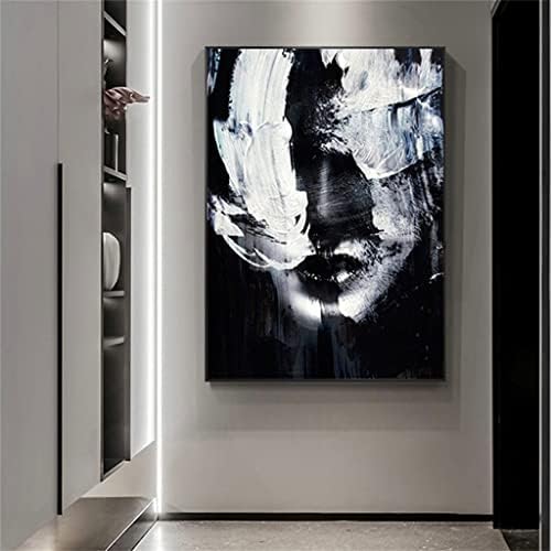 YXBDN Модерно Изкуство, Женски, черно-бял Платно за рисуване с маслени бои ръчно изработени За Момичета Начало Декор за Хола (Цвят: A, Размер: 90x120 см, без рамка)