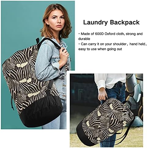 Чанта за бельо Zebra, Тежка Раница за пране на дрехи с плечевыми ремъци и дръжки, Пътна чанта за дрехи с цип на шнур,