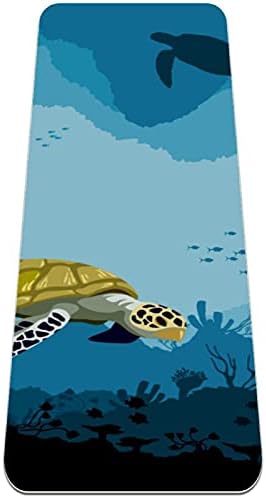 Подводен синьо-дебела подложка за йога Dragon Sword Turtle Премиум-клас, в екологично Чист Гумена подложка за здраве и фитнес, Нескользящий мат за всички видове упражнения,