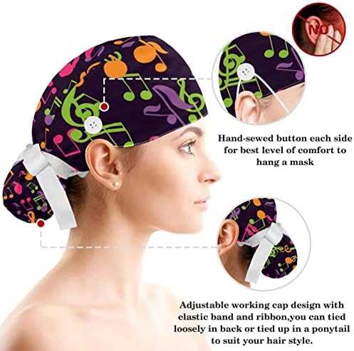 Медицински Шапки Регулируема Работна Шапка с Копчета и Лък, Ластикът за коса във формата на Цвете Череши