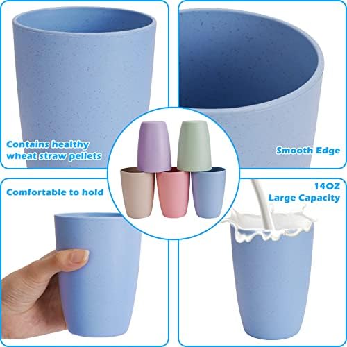 Здрави чашки от слама, пшеница, 5 цветни пластмасови чашки от слама пшеница (12 грама), за Многократна употреба чашки