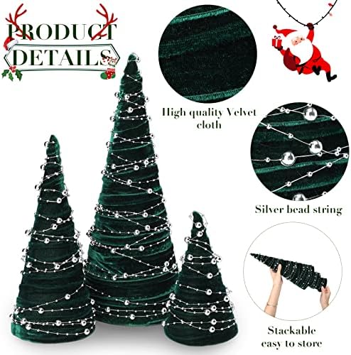 Комплект от 3 теми, Коледни Кадифе на коледни елхи, определени от мъниста, украси за Коледната Елха, Модерен Интериор