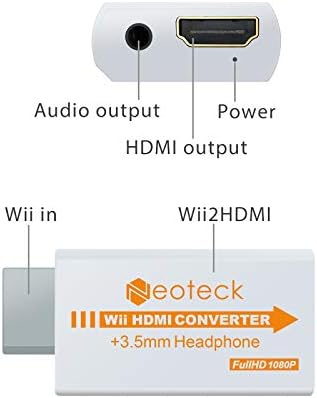 Конвертор Neoteck Wii, HDMI с аудиоразъемом 3,5 мм кабел HDMI дължина 3,3 фута, поддръжка на NTSC 480i 480p, PAL 576i