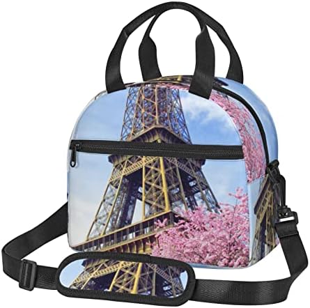 Чанта за обяд с принтом LYNSAY Paris Tower, Лека И Здрава, Регулируема Презрамка, Множество Чанта За Обяд, Преносим Чанта-хладилник
