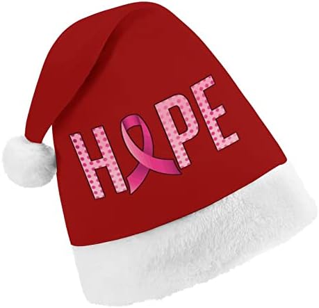 Коледна шапка Надежди на информираността за рака на гърдата, мек плюшен шапчица Дядо Коледа, забавна шапчица за коледно