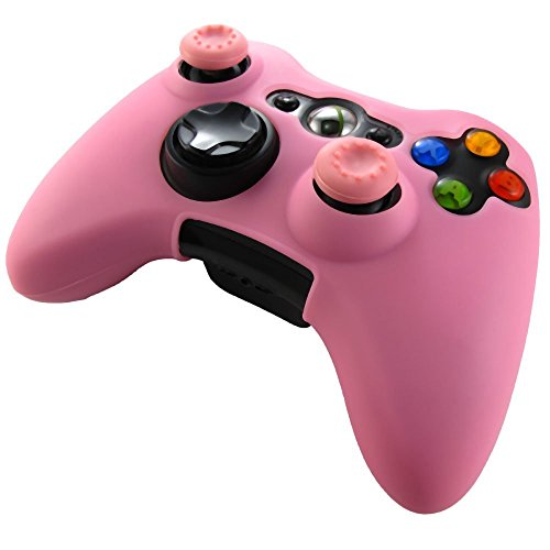my case diy store Мека Силиконова обвивка за набиране контролери за Xbox 360 (Розова обвивка X 1 + Дръжка за палеца X