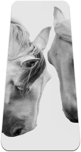 Siebzeh Horse Animal Бял Дебел килимче за йога премиум-клас, в Екологично Чист Гумена подложка за здраве и фитнес, Нескользящий