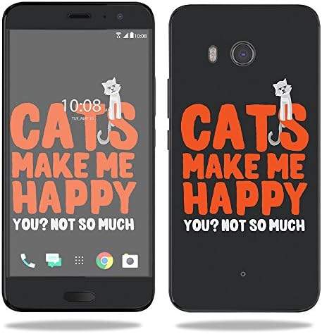 Кожата MightySkins е Съвместим с HTC U11 - Cats Make Me Happy | Защитно, здрава и уникална vinyl стикер-опаковка | Лесно