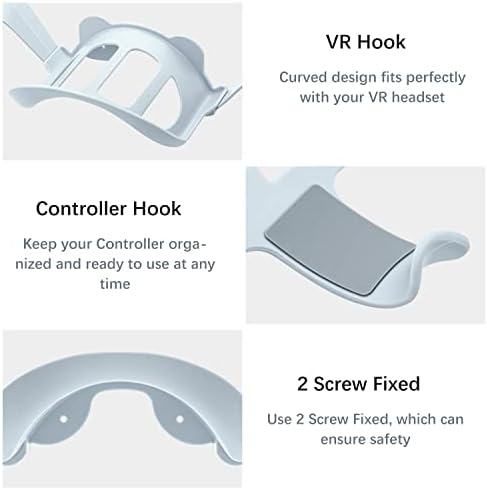 Комплект за монтиране на стена слушалки Mcbazel VR, Кука за съхранение на Влакчета за Quest 2, главоболие каишка и закачалка