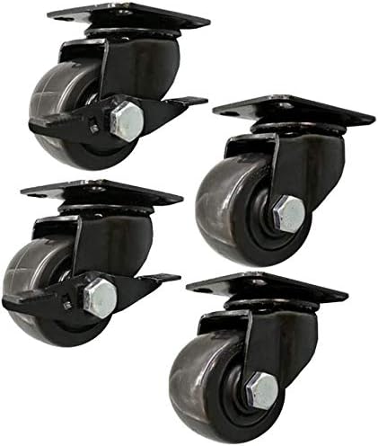 YIWANGO 4 тежки Черни въртящи се колела на 360 градуса колела за горната плоча със спирачка, Мебелни колела, комплект