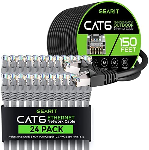 GearIT 24 pack 3-крак Ethernet Кабел Cat6 и 150 фута Cat6 Кабел
