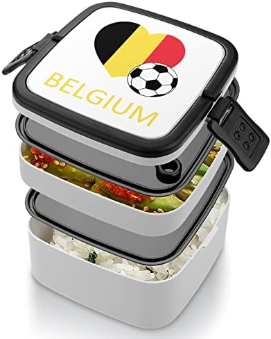 Обичам Белгийски Футбол Забавен Контейнер за Обяд All in One Bento Box с Лъжица, за да Пътуват на Работа Пикник