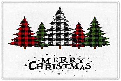 LNU Подложка за Баня с весела Коледа за баня, Селска Ретро Коледен Мат в Черно-бялата клетка под формата на Дърво За