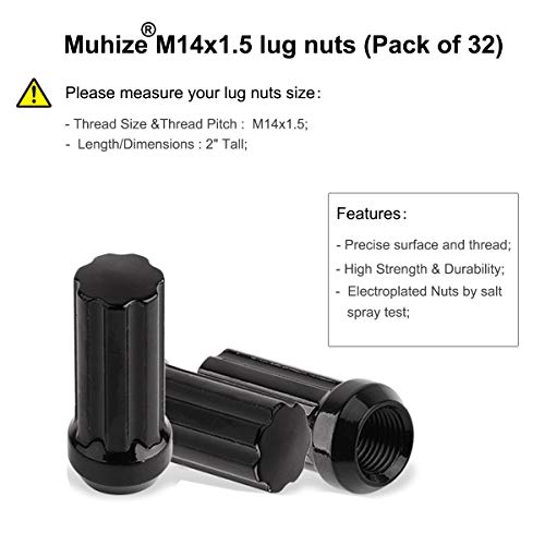 Джанти ядки MuHize M14x1,5 - Модернизирани 32 бр. Черни ядки с первази (новост 2023 г.), Коническое /Коническое седалка