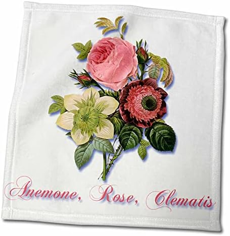 3. И бяло, Роза, клематис с ботаническата принтом от розови и бели цветове - Кърпи (twl-171156-3)
