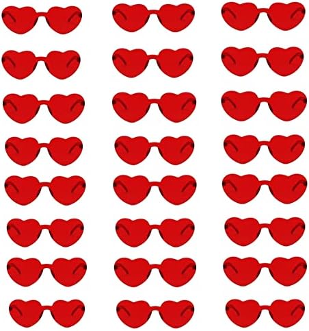 NUDALA 24 Опаковки Слънчеви Очила Без рамки във формата на Сърце Love Candy Очила за моминско парти, Страхотни Прозрачни
