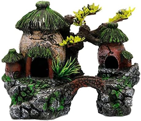 Симулация модел на дома на гъста смола, декорация на аквариум, аквариум с рибки, озеленяване украшение, двуетажна имитационный