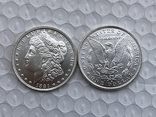 Реплика Възпоменателни Монети от 1881-те години на Morgan Монети със сребърно покритие Старинни Занаяти Чуждестранни