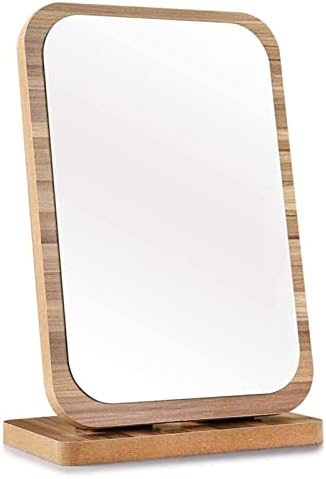 Тоалетен Огледало, Огледало за Грим, Джобно Отделно Стояща Огледало с Регулируем Ъгъл на Наклона, със Стойка за огледало