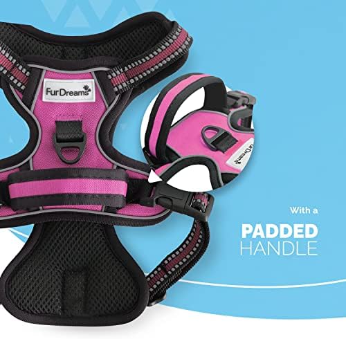 FurDreams No Pull Dog Harness - Надеждна шлейка за кучета с подплата, удобен материал със светлоотразителни ивици, без