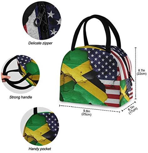 Случайна чанта за обяд Дамски - Знамена на Ямайка, САЩ, Голяма Запечатани Чанта за Обяд с плечевыми ремъци за работа, Жена