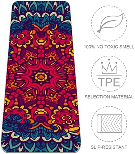 Пъстър Еко-килимче за Йога с етнически принтом Мандала, 6 мм, Нескользящий Подложка за упражнения и Фитнес с Дизайнерски