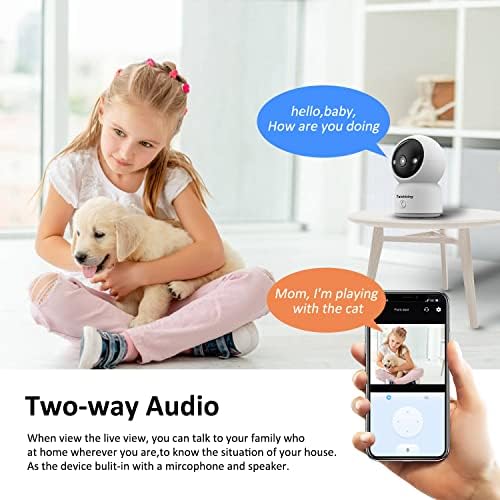 Камера за сигурност за помещения Taishixing 2K, 2 комплекта, следи бебето и място за домашни животни, на 360 Градуса за домашна сигурност, Поддръжка на Wi-Fi 5/2,4 Ghz, разговори с ?