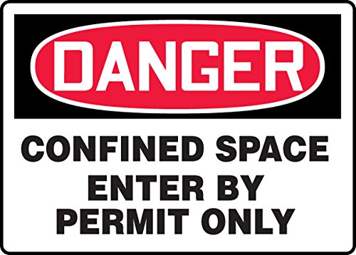 Accuform Опасно е затворено пространство - вход само с разрешение на Затворено пространство, Пластмаса, 7 x 10 инча (MCSP133VP)