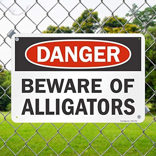 SmartSign S-5737-AL-Знак 12x18 Опасност - пазете се от алигатори | Алуминий 12 x 18 инча